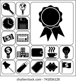 Set of 17 business icons, symbols or pictograms. Collection. Amazing desing. Vector Illustration.
