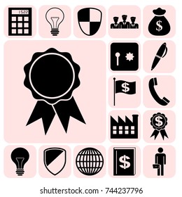 Set of 17 business icons or symbols. Collection. Amazing desing. Vector Illustration.