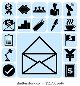 Set of 17 business related icons. Collection. Flat design. Vector Illustration.