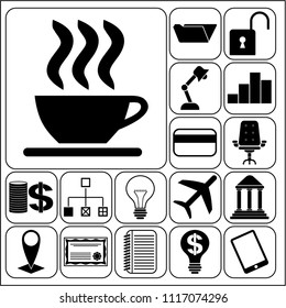 Set of 17 business related icons. Collection. Amazing desing. Vector Illustration.