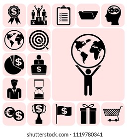 Set of 17 business related icons. Collection. Detailed design. Vector Illustration.
