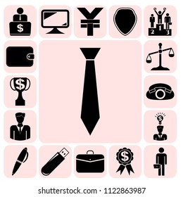Set of 17 business related icons. Collection. Flat design. Vector Illustration.