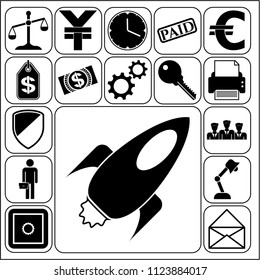 Set of 17 business related icons. Collection. Flat design. Vector Illustration.