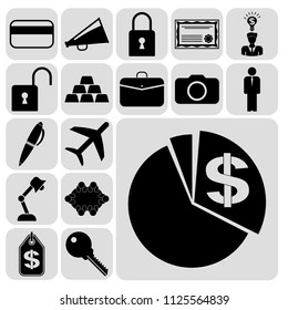 Set of 17 business related icons. Collection. Amazing desing. Vector Illustration.