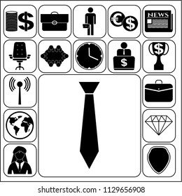 Set of 17 business related icons. Collection. Flat design. Vector Illustration.
