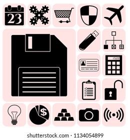Set of 17 business related icons. Collection. Flat design. Vector Illustration.