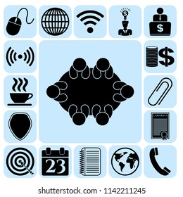 Set of 17 business related icons. Collection. Flat design. Vector Illustration.