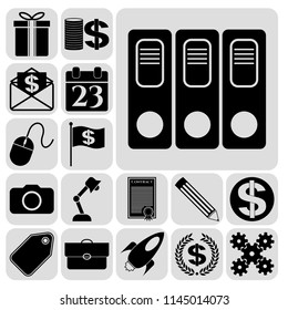 Set of 17 business related icons. Collection. Amazing desing. Vector Illustration.