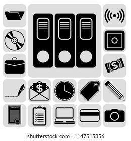 Set of 17 business related icons. Collection. Detailed design. Vector Illustration.