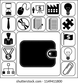 Set of 17 business related icons. Collection. Flat design. Vector Illustration.