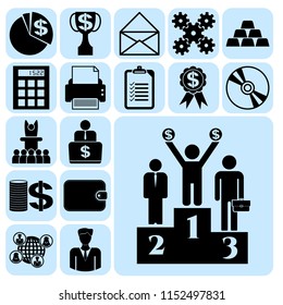 Set of 17 business related icons. Collection. Amazing desing. Vector Illustration.