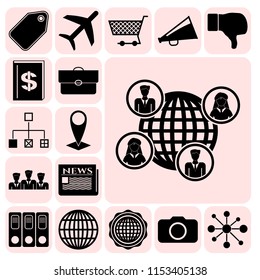 Set of 17 business related icons. Collection. Detailed design. Vector Illustration.