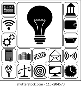 Set of 17 business related icons. Collection. Flat design. Vector Illustration.