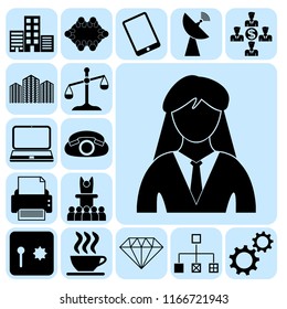 Set of 17 business related icons. Collection. Flat design. Vector Illustration.