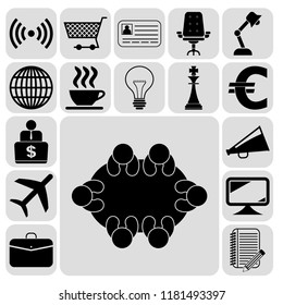 Set of 17 business related icons. Collection. Detailed design. Vector Illustration.