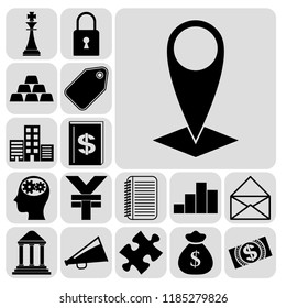 Set of 17 business related icons. Collection. Detailed design. Vector Illustration.