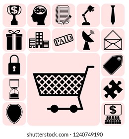 Set of 17 business related icons. Collection. Flat design. Vector Illustration.