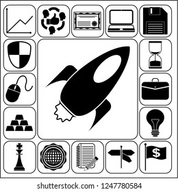 Set of 17 business related icons. Collection. Detailed design. Vector Illustration.