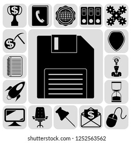 Set of 17 business related icons. Collection. Flat design. Vector Illustration.