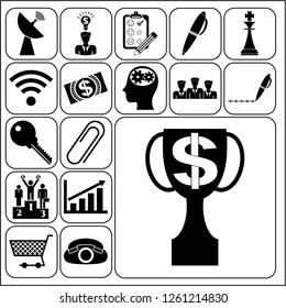 Set of 17 business related icons. Collection. Flat design. Vector Illustration.