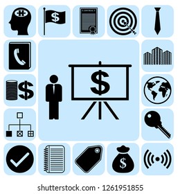 Set of 17 business related icons. Collection. Detailed design. Vector Illustration.