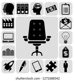 Set of 17 business related icons. Collection. Detailed design. Vector Illustration.