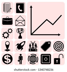 Set of 17 business related icons. Collection. Amazing desing. Vector Illustration.