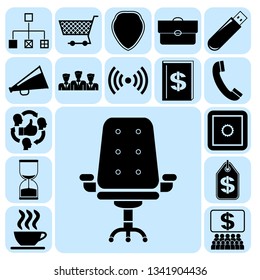Set of 17 business related icons. Collection. Flat design. Vector Illustration.