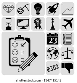 Set of 17 business related icons. Collection. Detailed design. Vector Illustration.