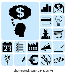 Set of 17 business related icons. Collection. Detailed design. Vector Illustration.