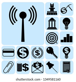 Set of 17 business related icons. Collection. Detailed design. Vector Illustration.