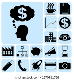 Set of 17 business related icons. Collection. Detailed design. Vector Illustration.