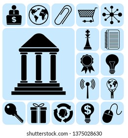 Set of 17 business related icons. Collection. Flat design. Vector Illustration.