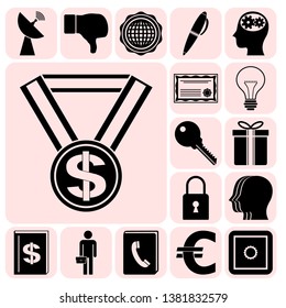 Set of 17 business related icons. Collection. Detailed design. Vector Illustration.