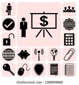 Set of 17 business related icons. Collection. Amazing desing. Vector Illustration.
