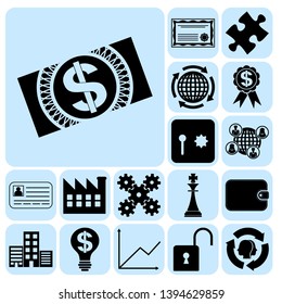 Set of 17 business related icons. Collection. Flat design. Vector Illustration.