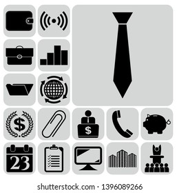 Set of 17 business related icons. Collection. Flat design. Vector Illustration.