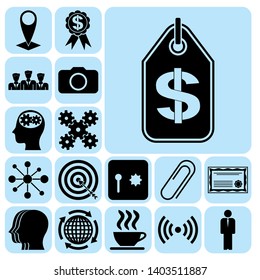 Set of 17 business related icons. Collection. Flat design. Vector Illustration.