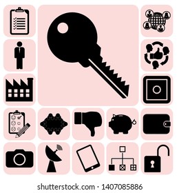 Set of 17 business related icons. Collection. Flat design. Vector Illustration.