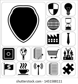 Set of 17 business related icons. Collection. Flat design. Vector Illustration.