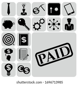 Set of 17 business related icons. Collection. Detailed design. Vector Illustration.