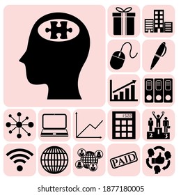 Set of 17 Business related icons. Concept design. 