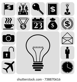 Set of 17 business related icons. Collection. Flat design. Vector Illustration.