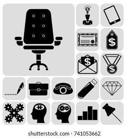 Set of 17 business related icons. Collection. Flat design. Vector Illustration.