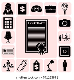 Set of 17 business related icons. Collection. Detailed design. Vector Illustration.