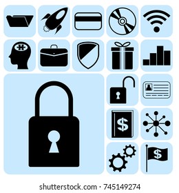 Set of 17 business related icons. Collection. Detailed design. Vector Illustration.