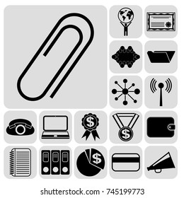 Set of 17 business related icons. Collection. Detailed design. Vector Illustration.