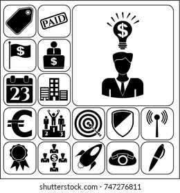 Set of 17 business related icons. Collection. Detailed design. Vector Illustration.