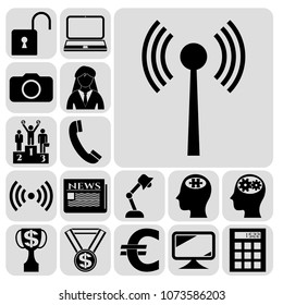 Set of 17 business symbols of icons. Collection. Detailed design. Vector Illustration. Set of 17 business symbols of icons. Collection. Detailed design. Vector Illustration.