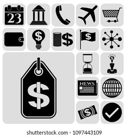 Set of 17 business symbols of icons. Collection. Flat design. Vector Illustration. Set of 17 business symbols of icons. Collection. Flat design. Vector Illustration.